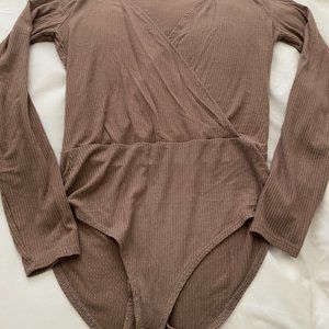 Mocha Surplice Bodysuit